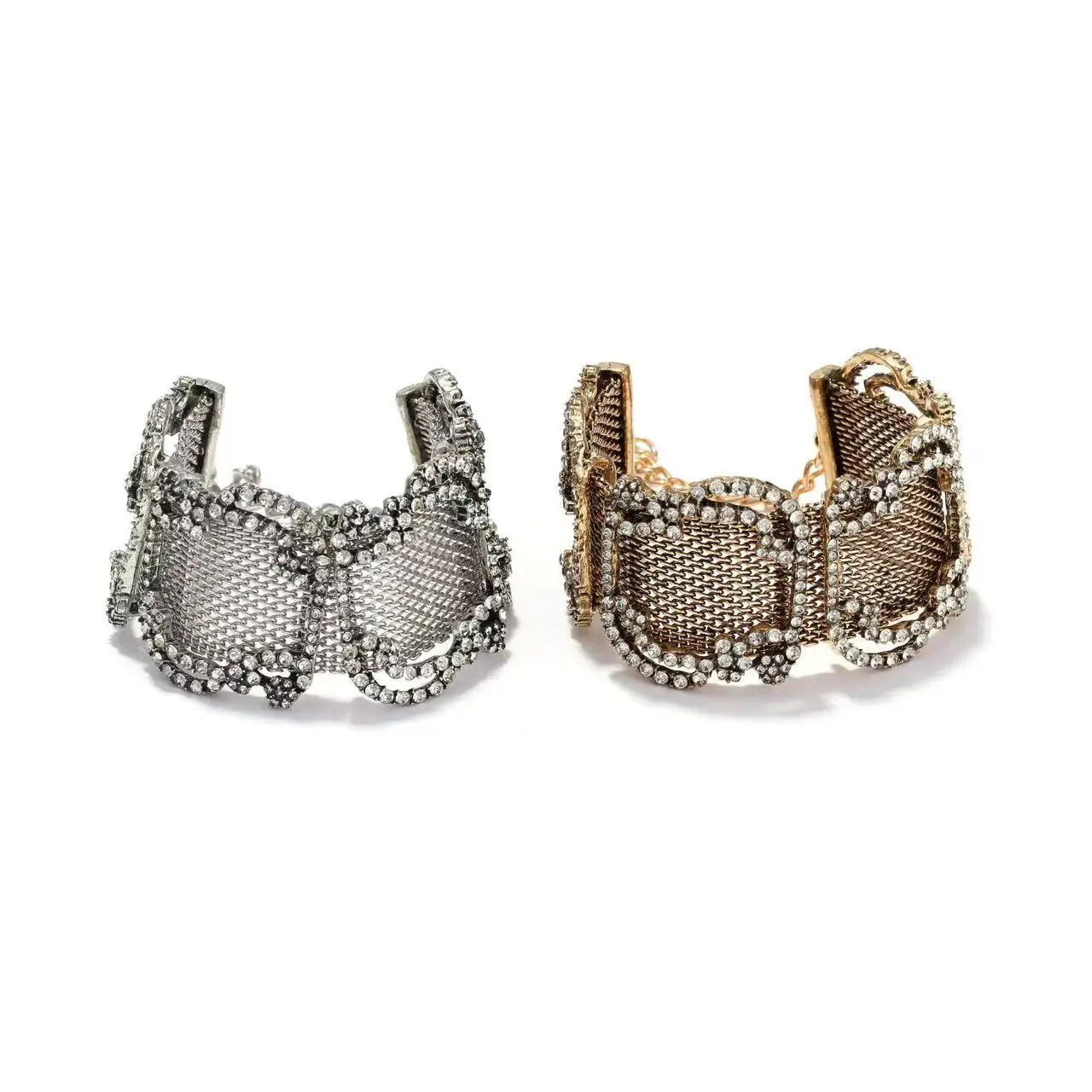 Fashion Retro Luxury Shiny Metal Mesh Spliced Choker Necklace for Party