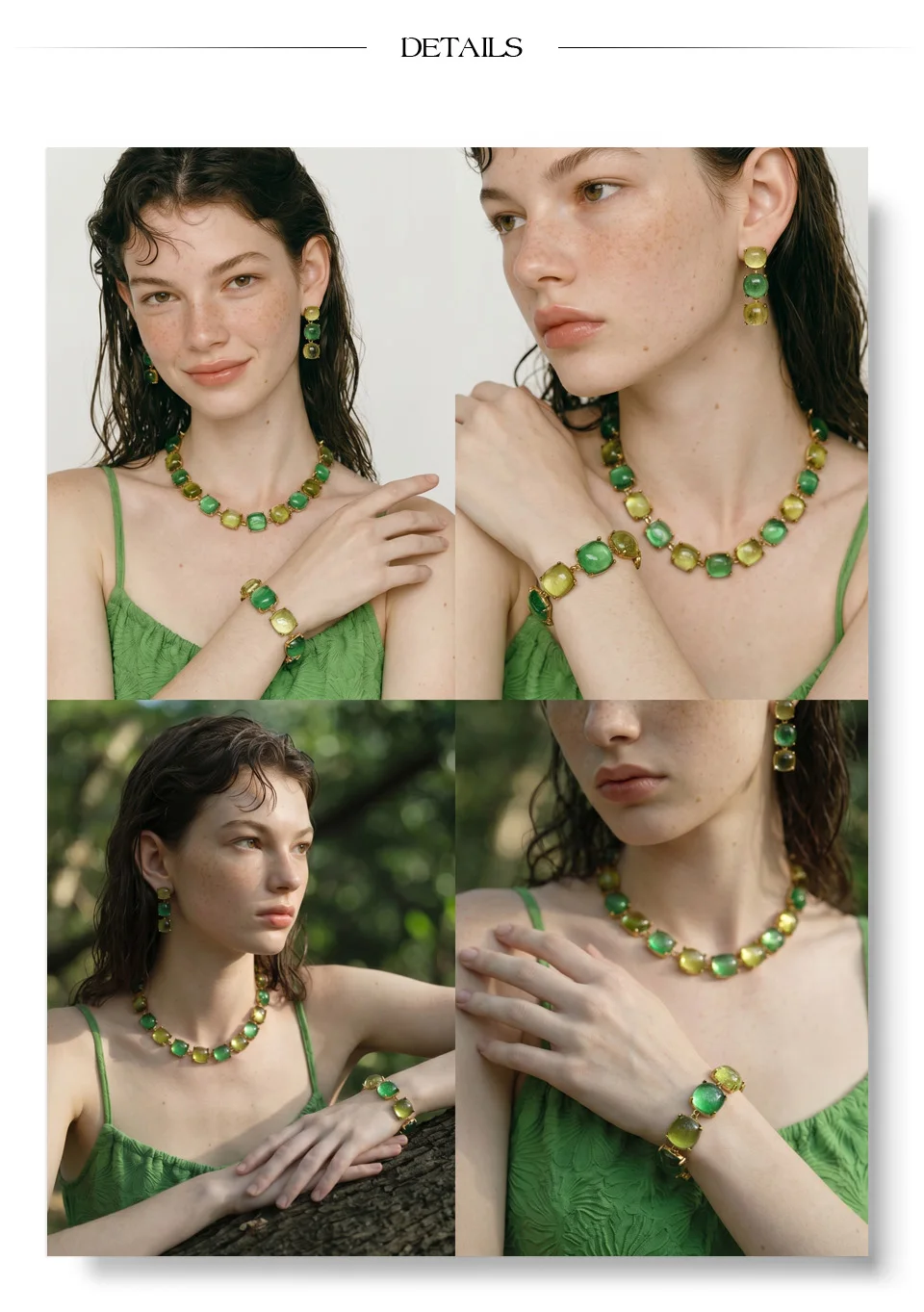 Yhpup Colorful Acrylic Resin Square Chain Necklace Bracelet Earrings Set PVD Plated Stainless Steel Fashion Y2K Jewelry