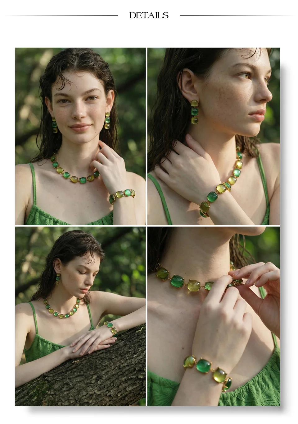 Yhpup Colorful Acrylic Resin Square Chain Necklace Bracelet Earrings Set PVD Plated Stainless Steel Fashion Y2K Jewelry