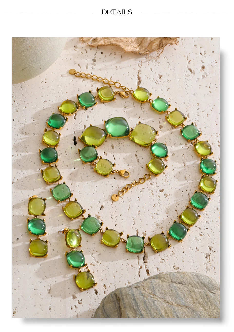 Yhpup Colorful Acrylic Resin Square Chain Necklace Bracelet Earrings Set PVD Plated Stainless Steel Fashion Y2K Jewelry