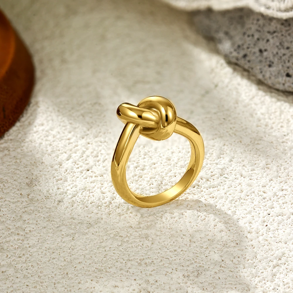 Creative Inlaid Multicolored Zircon Knot Rings Women Waterproof Stainless Steel Geometric Wed Ring Designer Jewelry Accessories