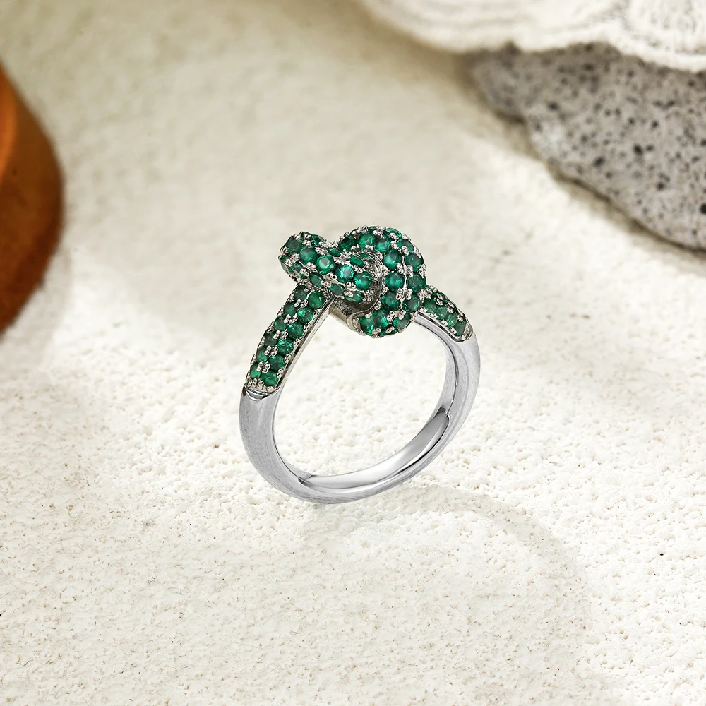 Creative Inlaid Multicolored Zircon Knot Rings Women Waterproof Stainless Steel Geometric Wed Ring Designer Jewelry Accessories