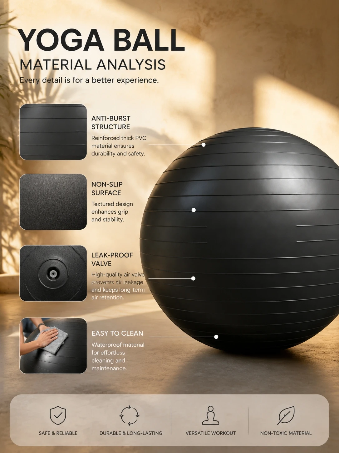 65cm yoga Ball Rehabilitation Basic Fitness equipment Explosion-Proof Protective Gear Fitness equipment Fitness equipment