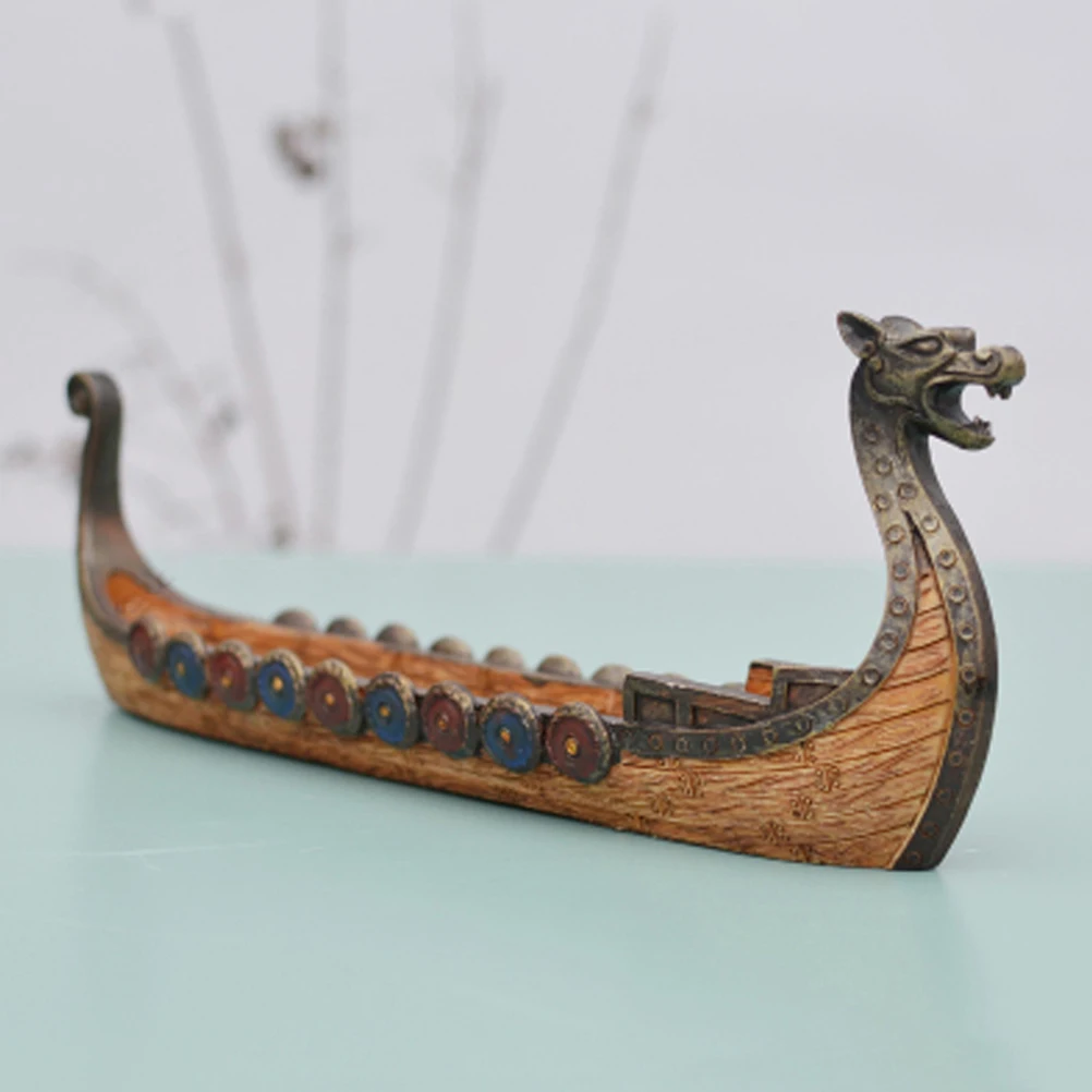 Vintage Viking Ship Resin Sculpture Craft, Exquisite Home Decor Ornament, Resin Viking Ship Aroma Diffuser