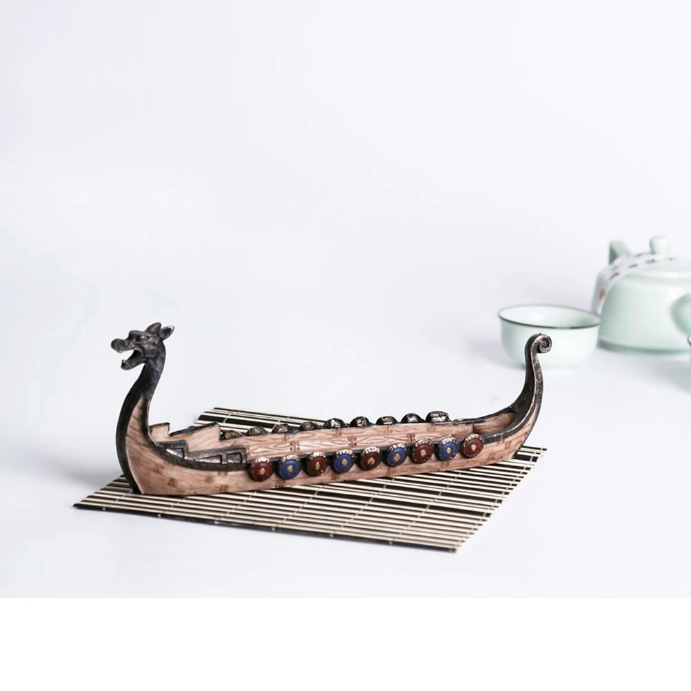Vintage Viking Ship Resin Sculpture Craft, Exquisite Home Decor Ornament, Resin Viking Ship Aroma Diffuser