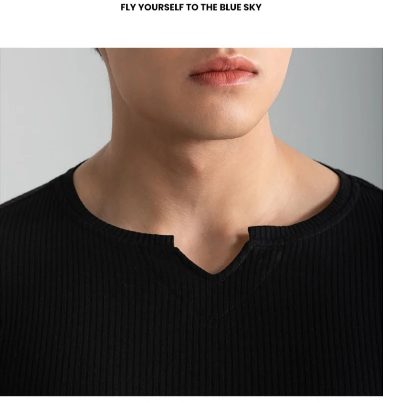 Men Slim Fit Fashion Long Sleeved Top Fitness Motion Hip Hop Streetwear Running And Fitness V Neck Trend Top