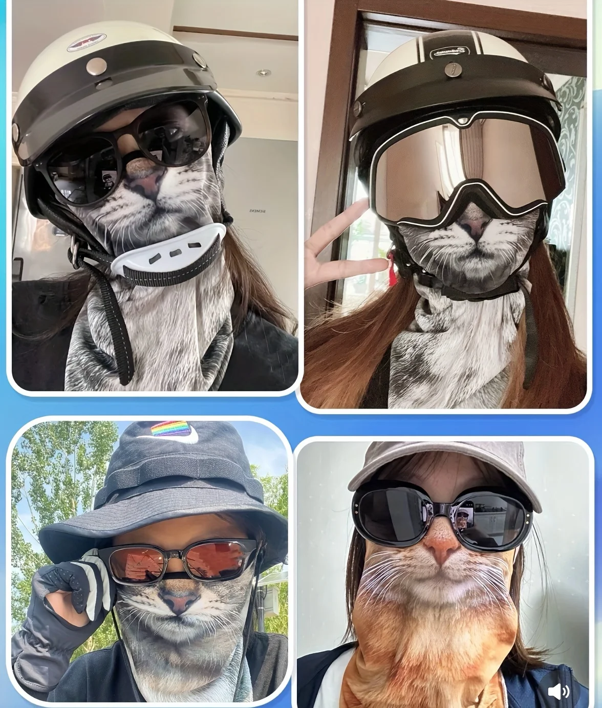 3D Cute Animal Balaclava Motorcycle Motocross Ski Snowboard Hat Helmet Liner Cat Dog Biker Neck Warmer Face Cap Cycling Headgear