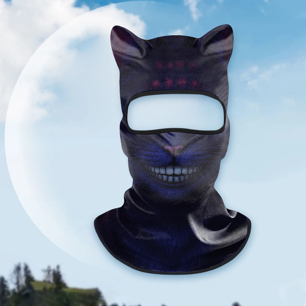 3D Animal Balaclava Cute Animal Print Balaclava with Ears Ski Snowboard Mask Soft Full Face Hood Mask for Music Festivals Raves