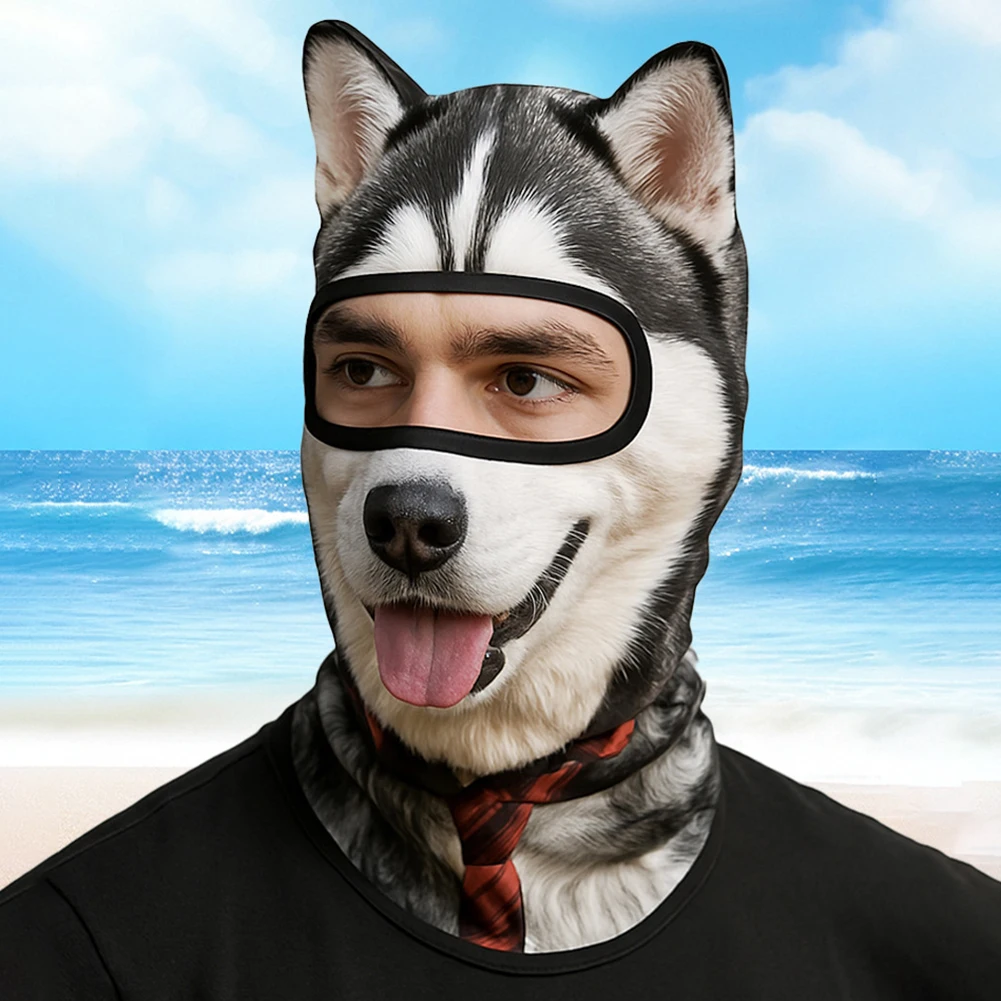 3D Animal Balaclava Cute Animal Print Balaclava with Ears Ski Snowboard Mask Soft Full Face Hood Mask for Music Festivals Raves