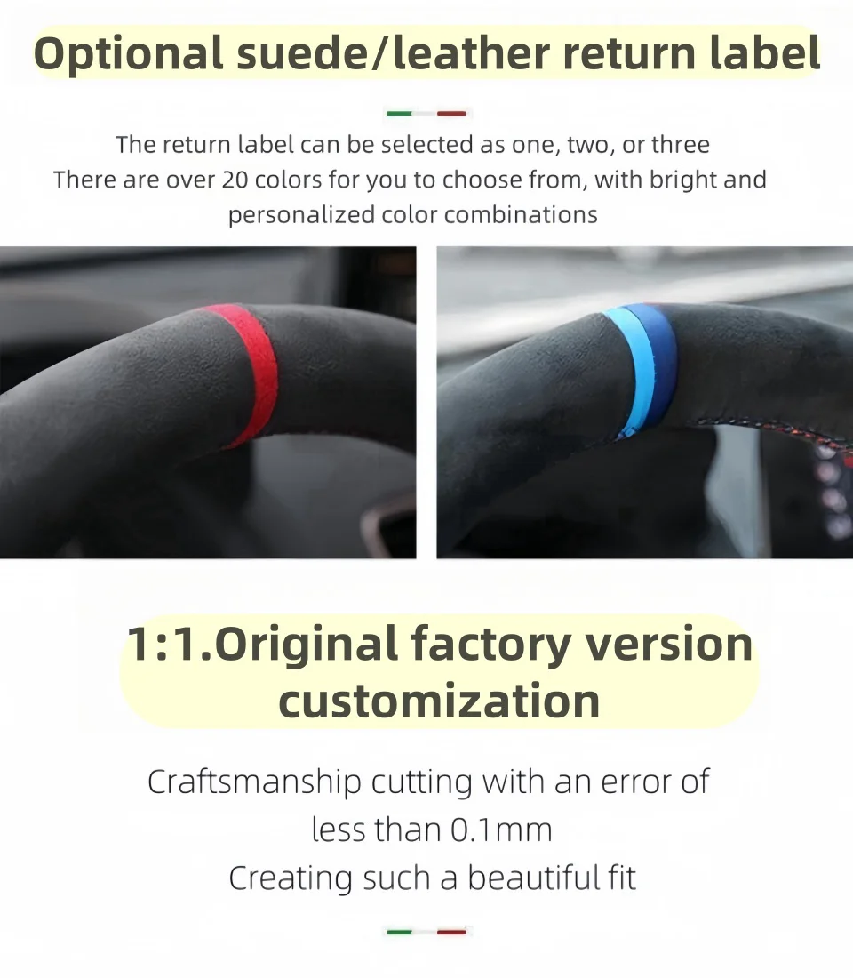 Car Steering Wheel Cover Suede Leather For VolksWagen VW Passat B8 2019-2022 Golf 8 2020-2022 Steering Wheel Braiding Cover