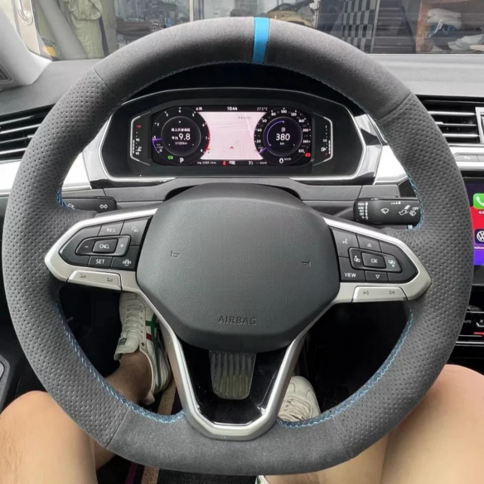 Car Steering Wheel Cover Suede Leather For VolksWagen VW Passat B8 2019-2022 Golf 8 2020-2022 Steering Wheel Braiding Cover