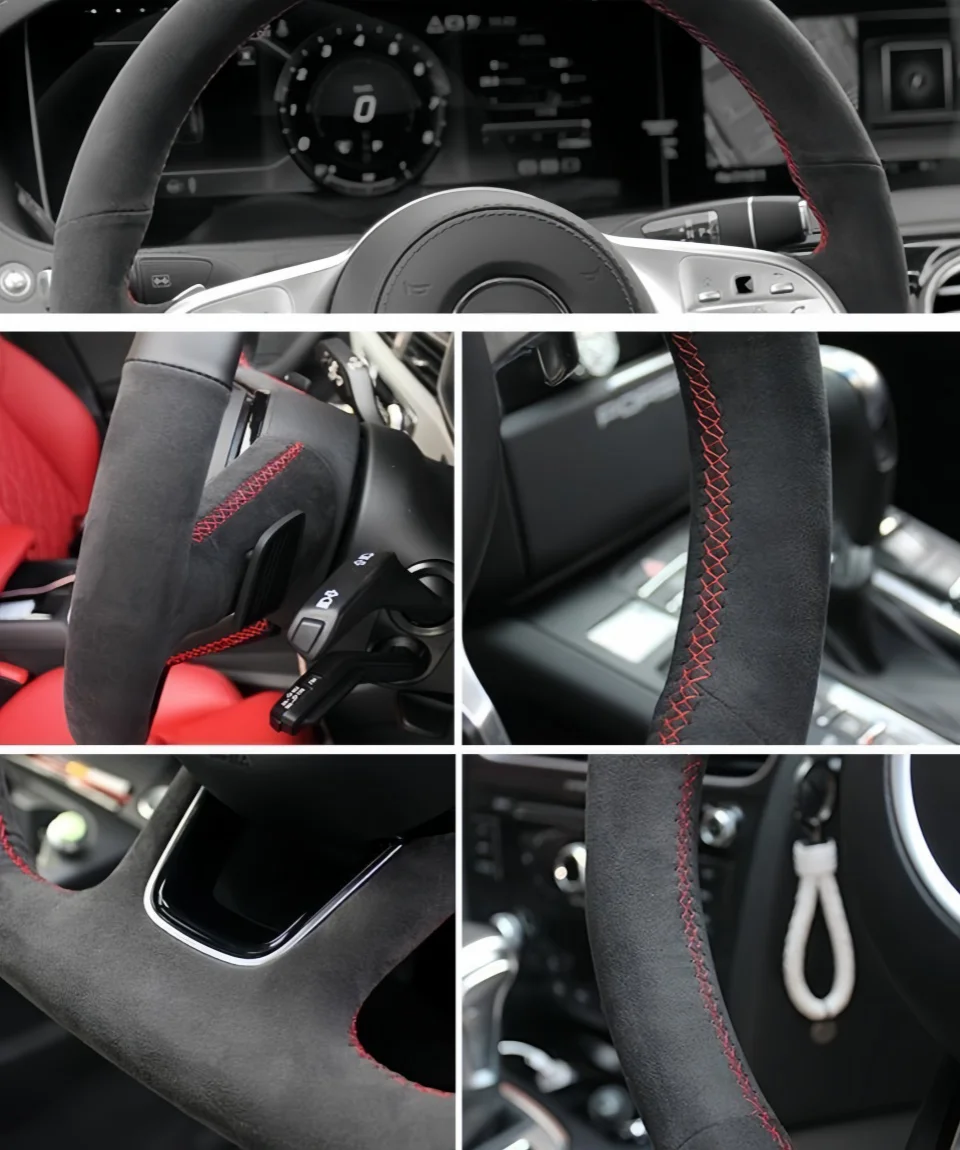 Car Steering Wheel Cover Suede Leather For VolksWagen VW Passat B8 2019-2022 Golf 8 2020-2022 Steering Wheel Braiding Cover