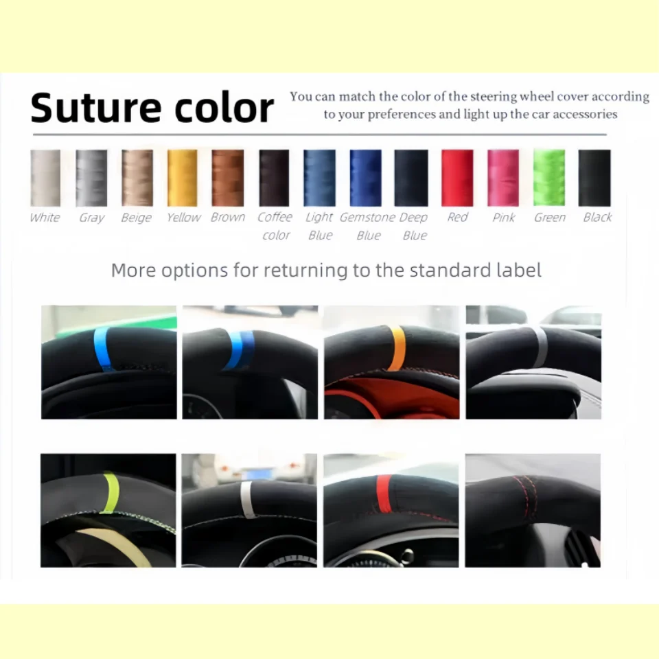 Car Steering Wheel Cover Suede Leather For VolksWagen VW Passat B8 2019-2022 Golf 8 2020-2022 Steering Wheel Braiding Cover