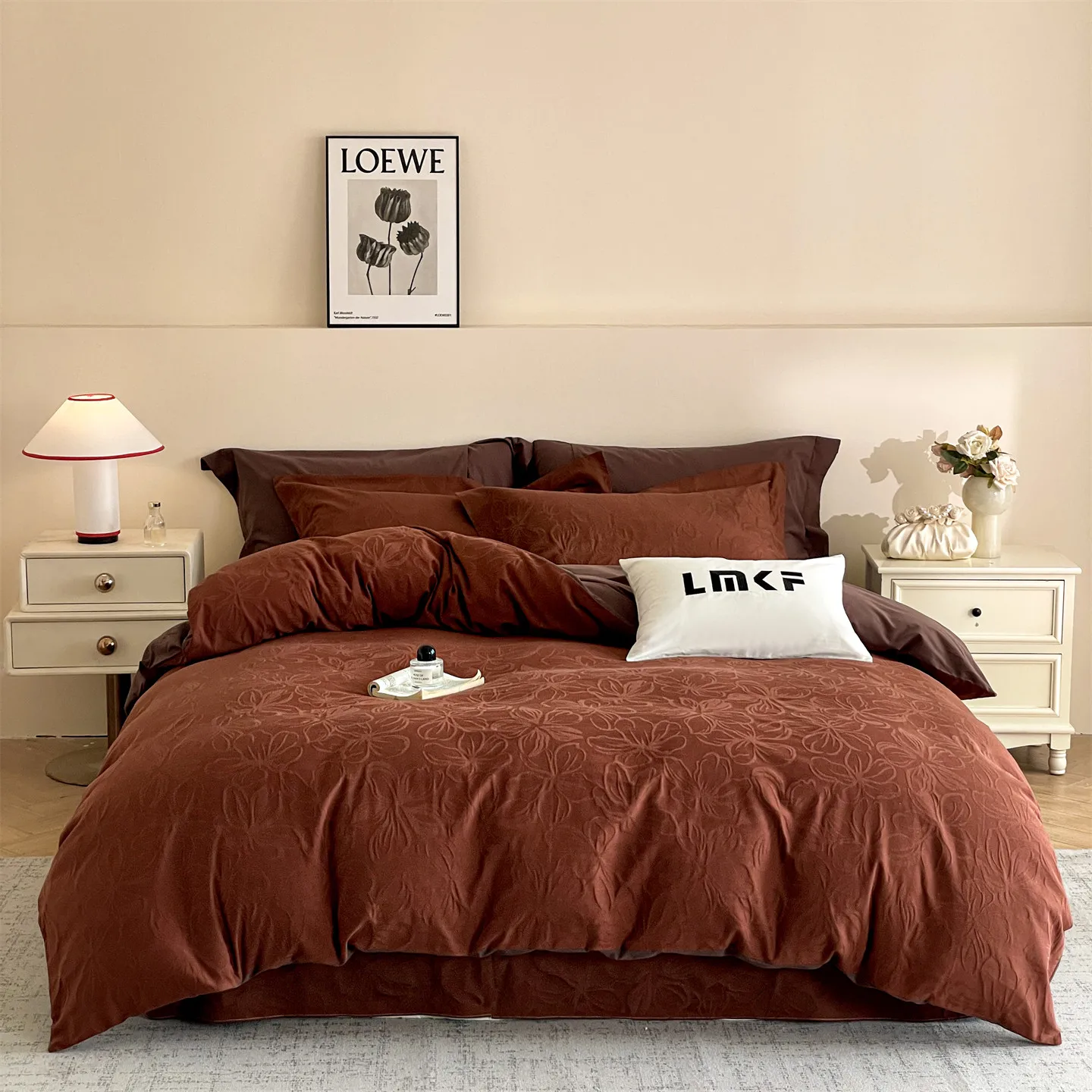 Svetanya Relief Heavy‑Weave 3D Jacquard 100% Cotton Bedding Sets 4pcs Bed Linens Duvet Cover Set Underwear