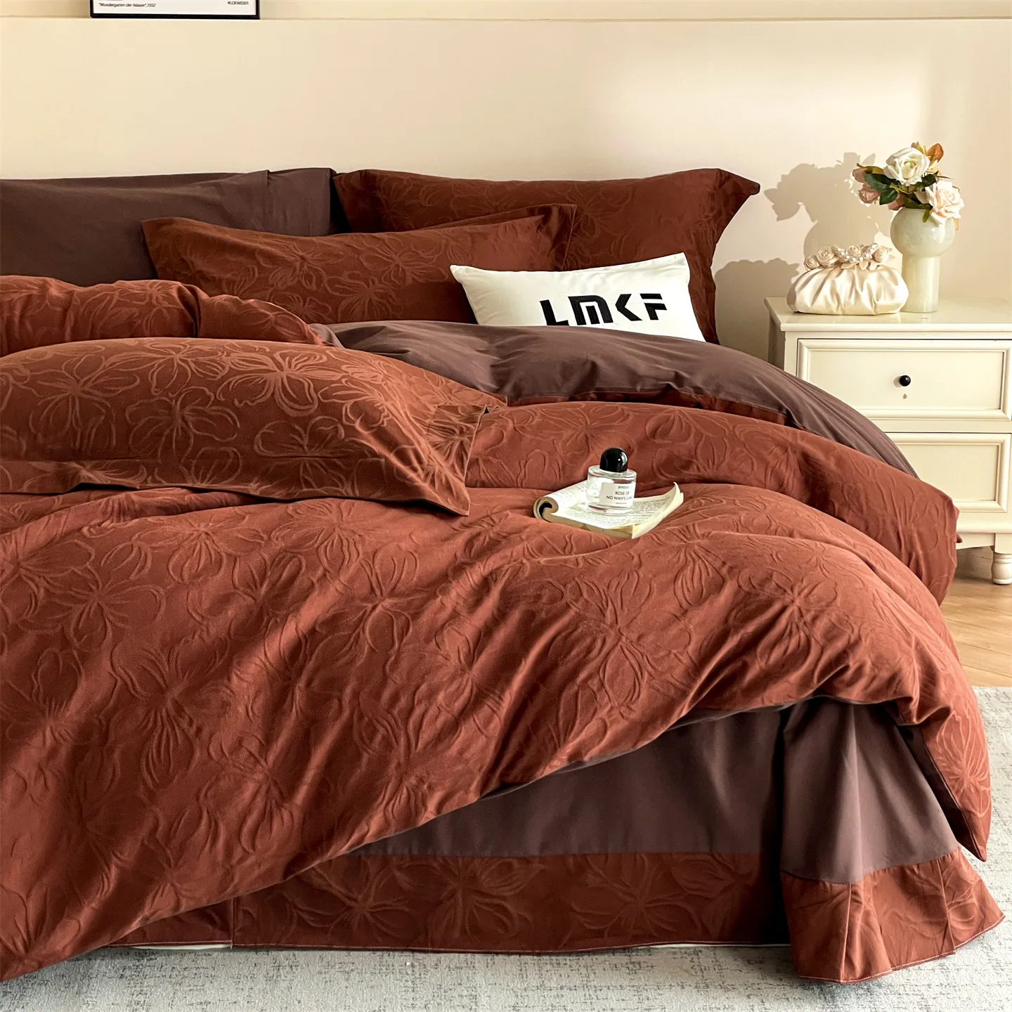 Svetanya Relief Heavy‑Weave 3D Jacquard 100% Cotton Bedding Sets 4pcs Bed Linens Duvet Cover Set Underwear