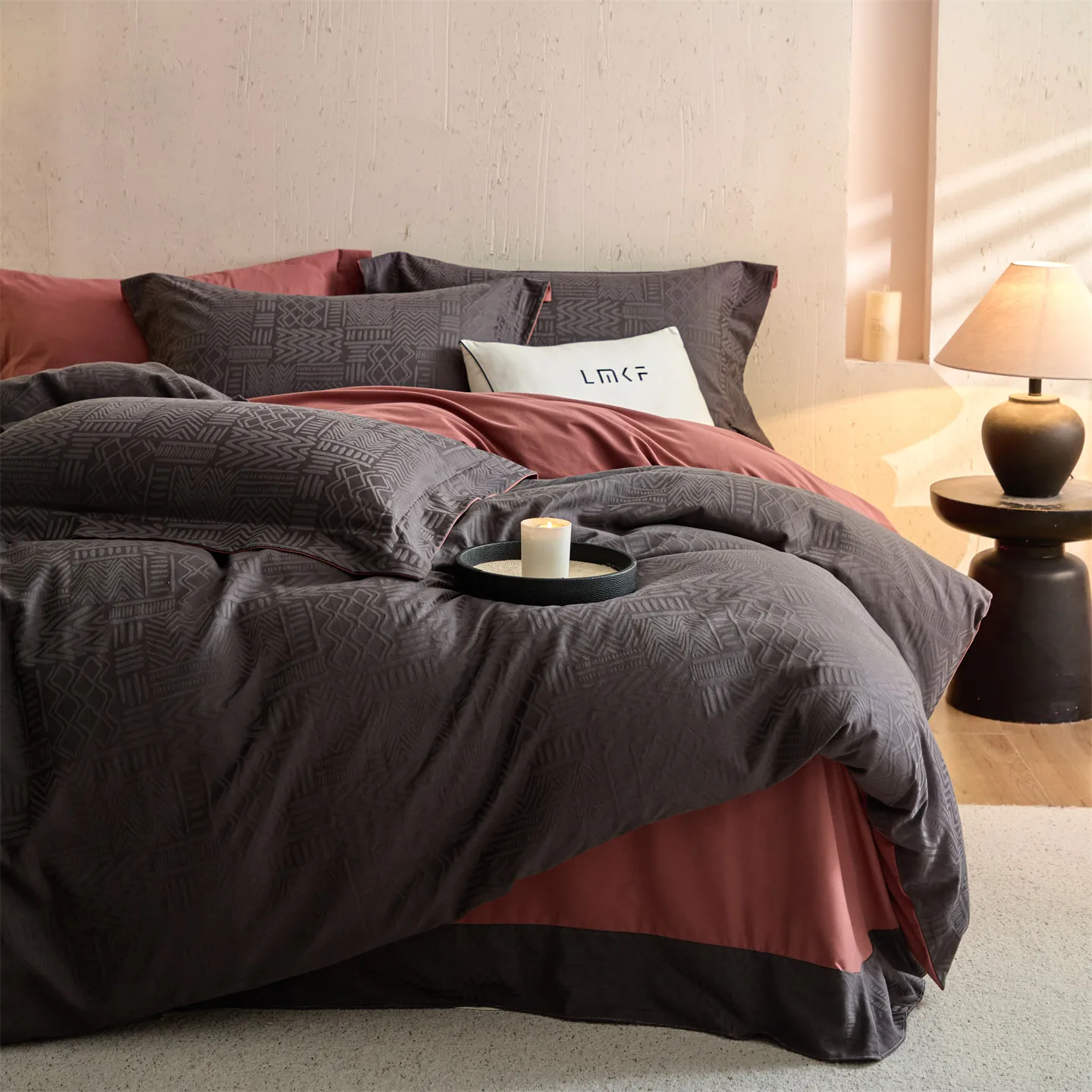 Svetanya Relief Heavy‑Weave 3D Jacquard 100% Cotton Bedding Sets 4pcs Bed Linens Duvet Cover Set Underwear