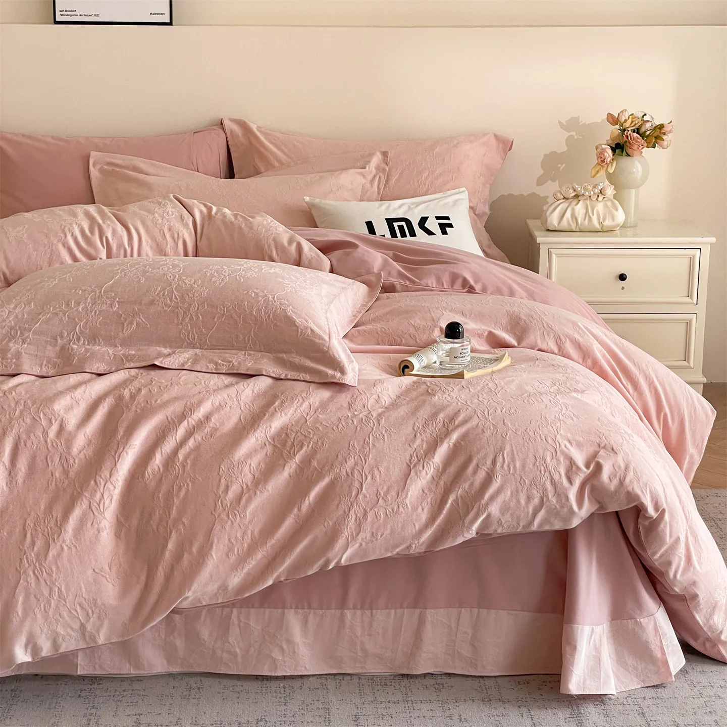Svetanya Relief Heavy‑Weave 3D Jacquard 100% Cotton Bedding Sets 4pcs Bed Linens Duvet Cover Set Underwear