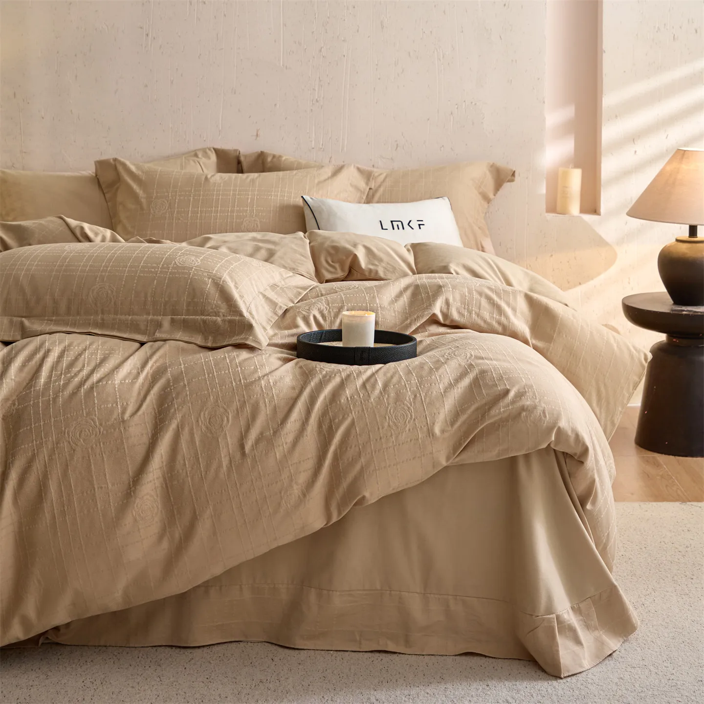Svetanya Relief Heavy‑Weave 3D Jacquard 100% Cotton Bedding Sets 4pcs Bed Linens Duvet Cover Set Underwear