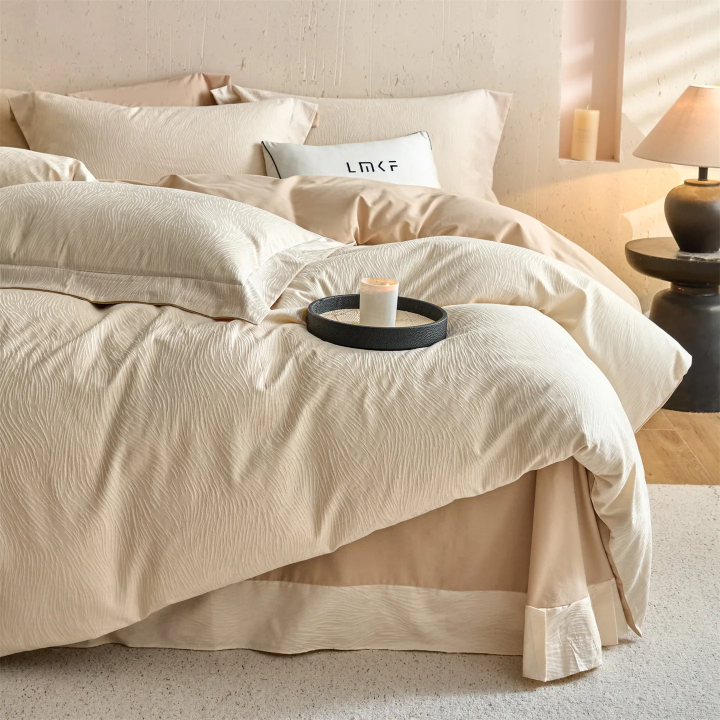 Svetanya Relief Heavy‑Weave 3D Jacquard 100% Cotton Bedding Sets 4pcs Bed Linens Duvet Cover Set Underwear