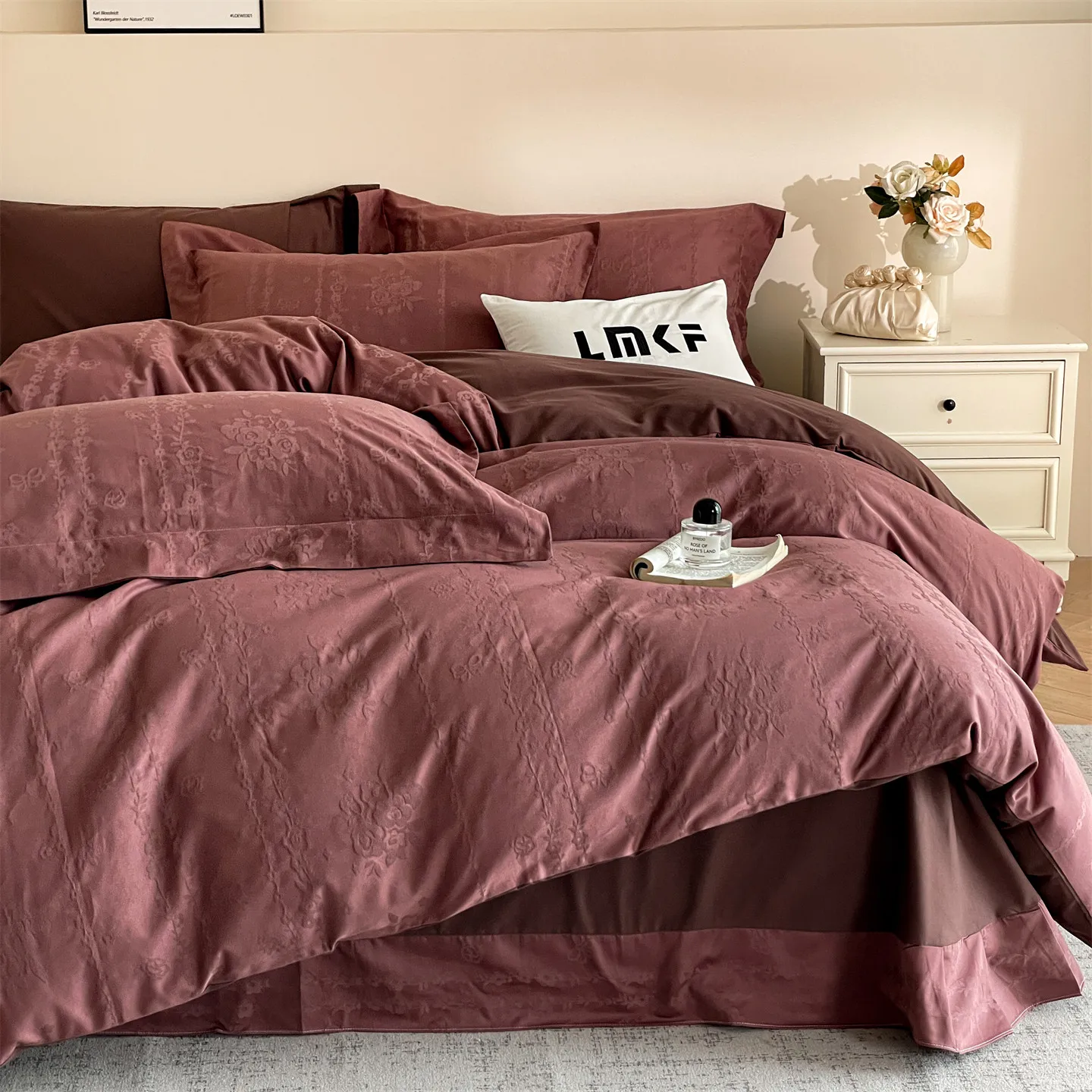 Svetanya Relief Heavy‑Weave 3D Jacquard 100% Cotton Bedding Sets 4pcs Bed Linens Duvet Cover Set Underwear
