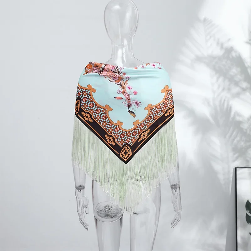 Vintage Women Scarf Printed Tassel Square All-match Female Belt Scarf Fashion Floral Lady Accessory 2026 New High Street
