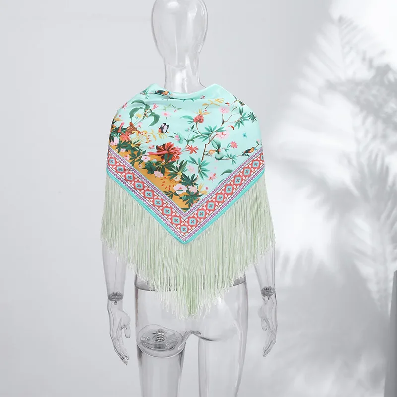 Vintage Women Scarf Printed Tassel Square All-match Female Belt Scarf Fashion Floral Lady Accessory 2026 New High Street