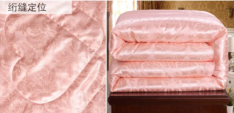 Natural Silk Blanket Summer Jacquard Duvets Thickening Winter Comforters Cotton Cover King Queen Twin Full Size Quilt