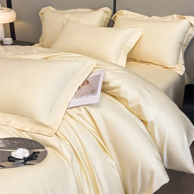 Premium Quality Duvet Cover Set 1000TC Egyptian Cotton Solid Plain Double Twin 4pcs Bedding set 1Flat/Fitted Sheet 2Pillow shams