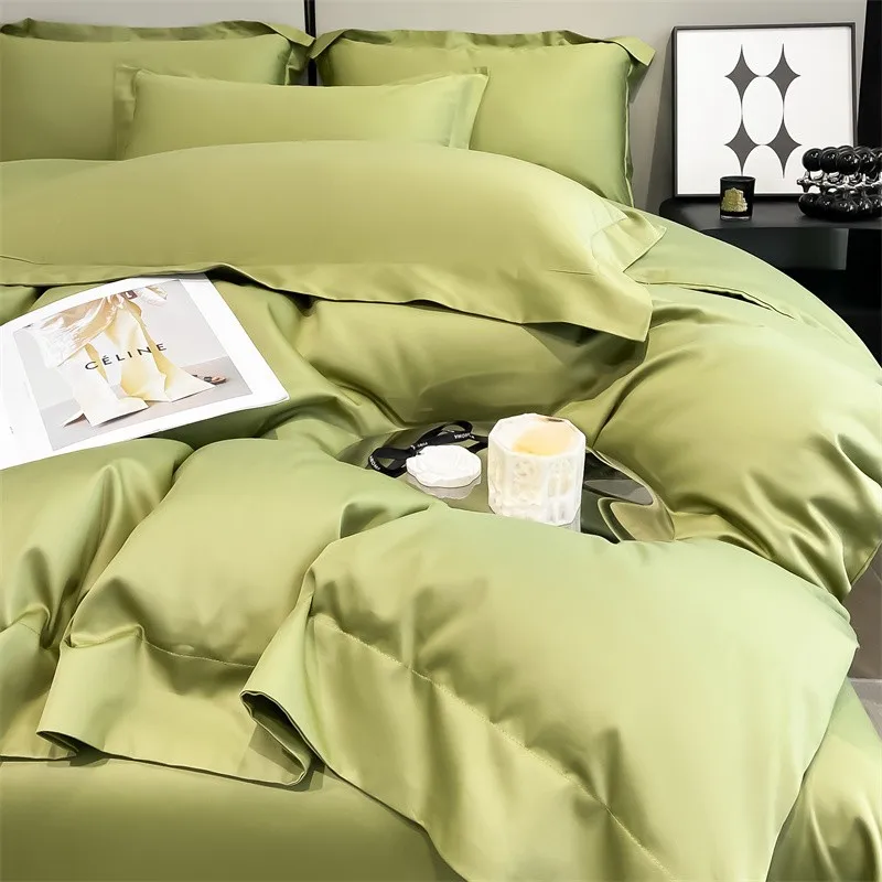 Premium Quality Duvet Cover Set 1000TC Egyptian Cotton Solid Plain Double Twin 4pcs Bedding set 1Flat/Fitted Sheet 2Pillow shams