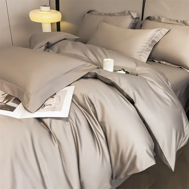 Premium Quality Duvet Cover Set 1000TC Egyptian Cotton Solid Plain Double Twin 4pcs Bedding set 1Flat/Fitted Sheet 2Pillow shams