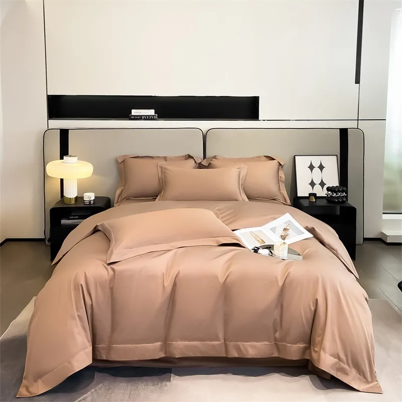Premium Quality Duvet Cover Set 1000TC Egyptian Cotton Solid Plain Double Twin 4pcs Bedding set 1Flat/Fitted Sheet 2Pillow shams
