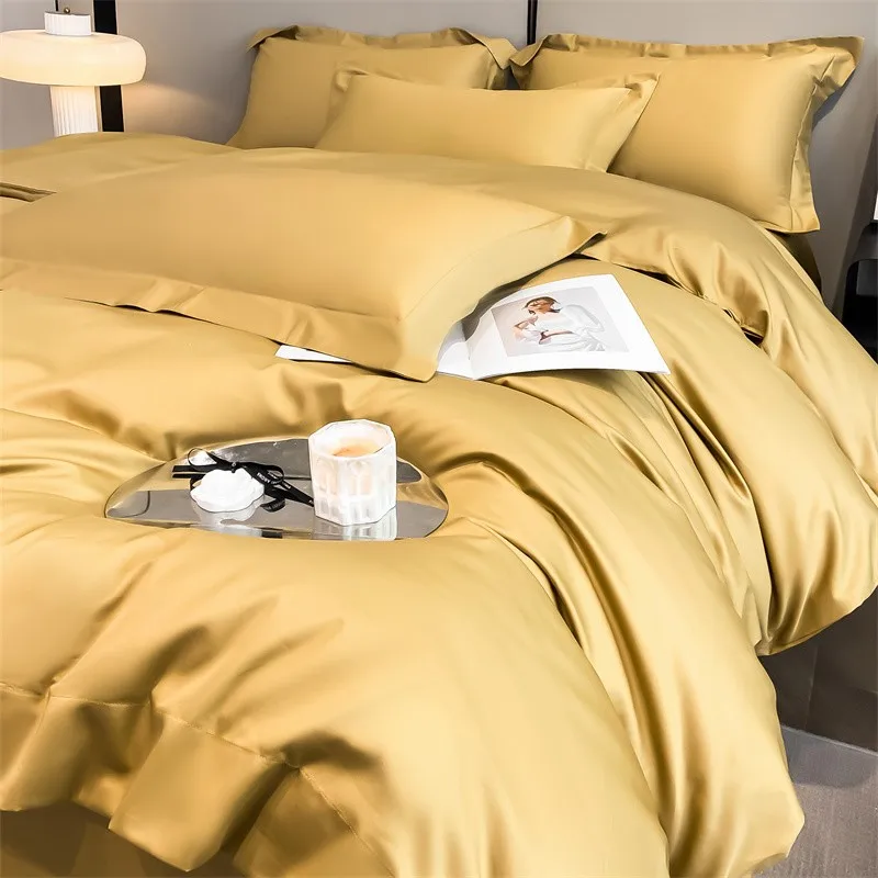 Premium Quality Duvet Cover Set 1000TC Egyptian Cotton Solid Plain Double Twin 4pcs Bedding set 1Flat/Fitted Sheet 2Pillow shams