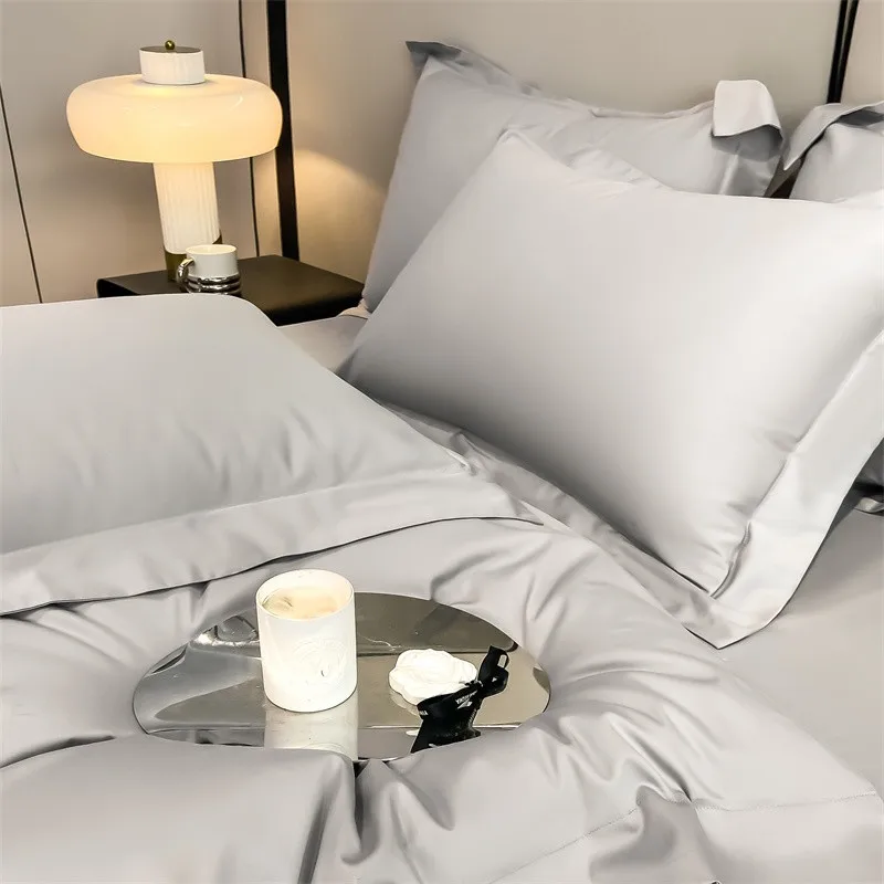 Premium Quality Duvet Cover Set 1000TC Egyptian Cotton Solid Plain Double Twin 4pcs Bedding set 1Flat/Fitted Sheet 2Pillow shams