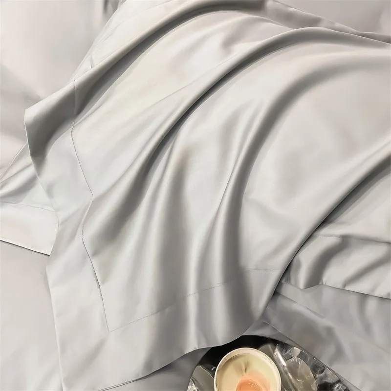 Premium Quality Duvet Cover Set 1000TC Egyptian Cotton Solid Plain Double Twin 4pcs Bedding set 1Flat/Fitted Sheet 2Pillow shams