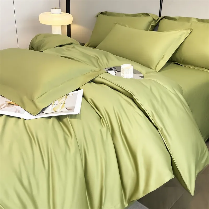 Premium Quality Duvet Cover Set 1000TC Egyptian Cotton Solid Plain Double Twin 4pcs Bedding set 1Flat/Fitted Sheet 2Pillow shams