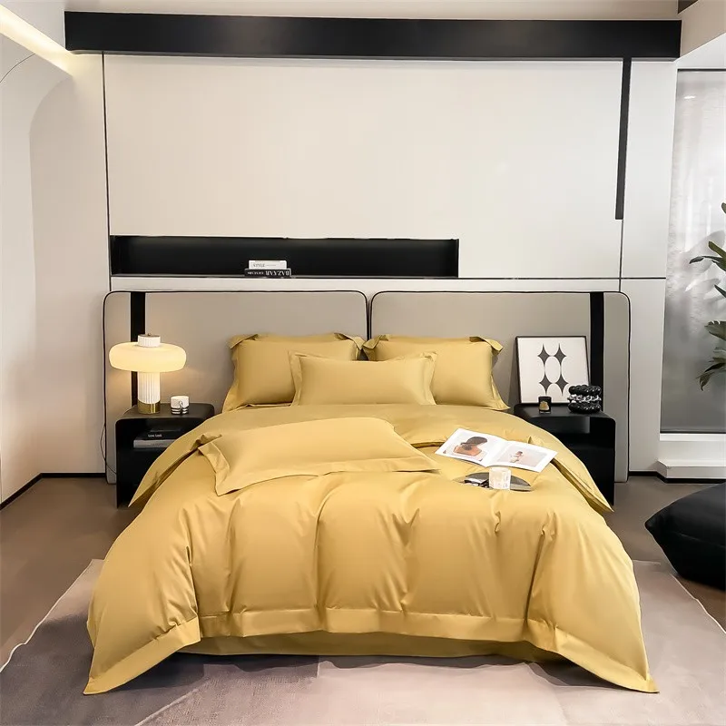 Premium Quality Duvet Cover Set 1000TC Egyptian Cotton Solid Plain Double Twin 4pcs Bedding set 1Flat/Fitted Sheet 2Pillow shams