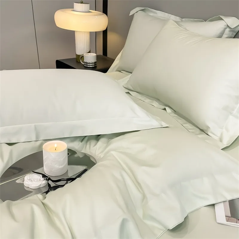 Premium Quality Duvet Cover Set 1000TC Egyptian Cotton Solid Plain Double Twin 4pcs Bedding set 1Flat/Fitted Sheet 2Pillow shams