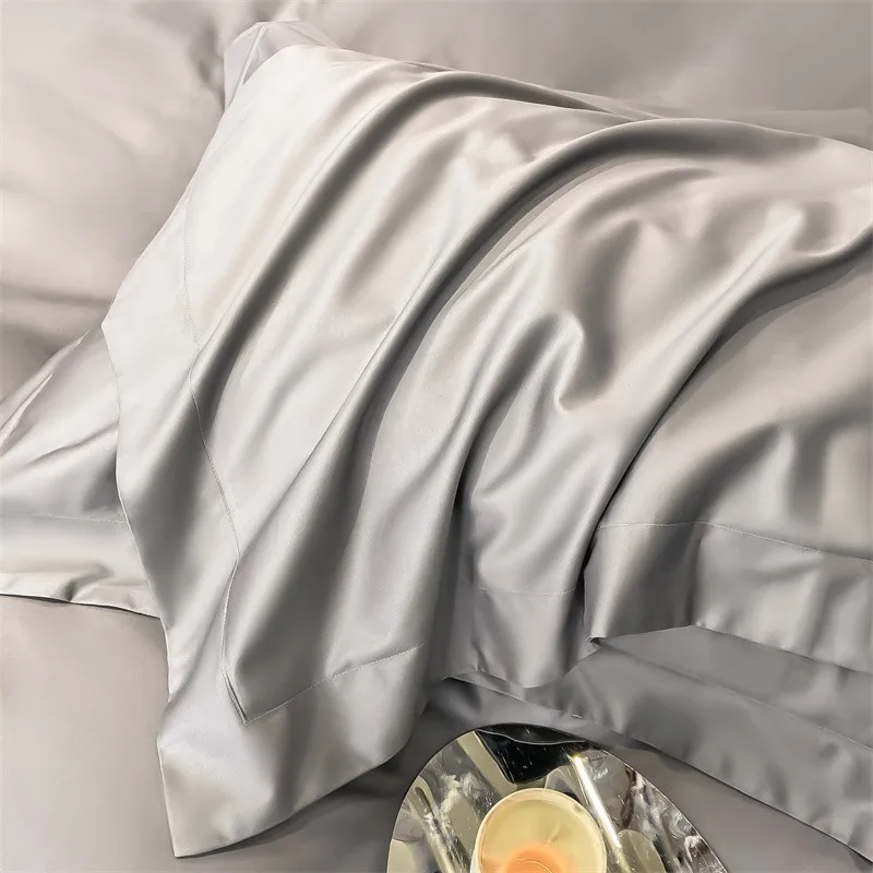 Premium Quality Duvet Cover Set 1000TC Egyptian Cotton Solid Plain Double Twin 4pcs Bedding set 1Flat/Fitted Sheet 2Pillow shams