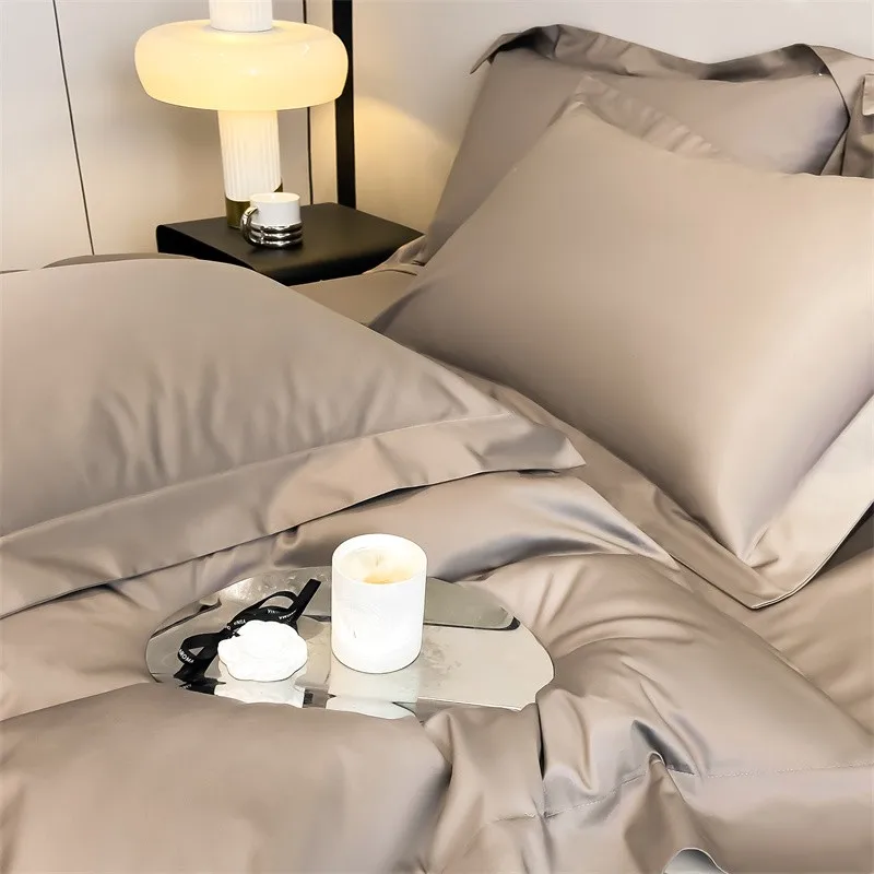 Premium Quality Duvet Cover Set 1000TC Egyptian Cotton Solid Plain Double Twin 4pcs Bedding set 1Flat/Fitted Sheet 2Pillow shams