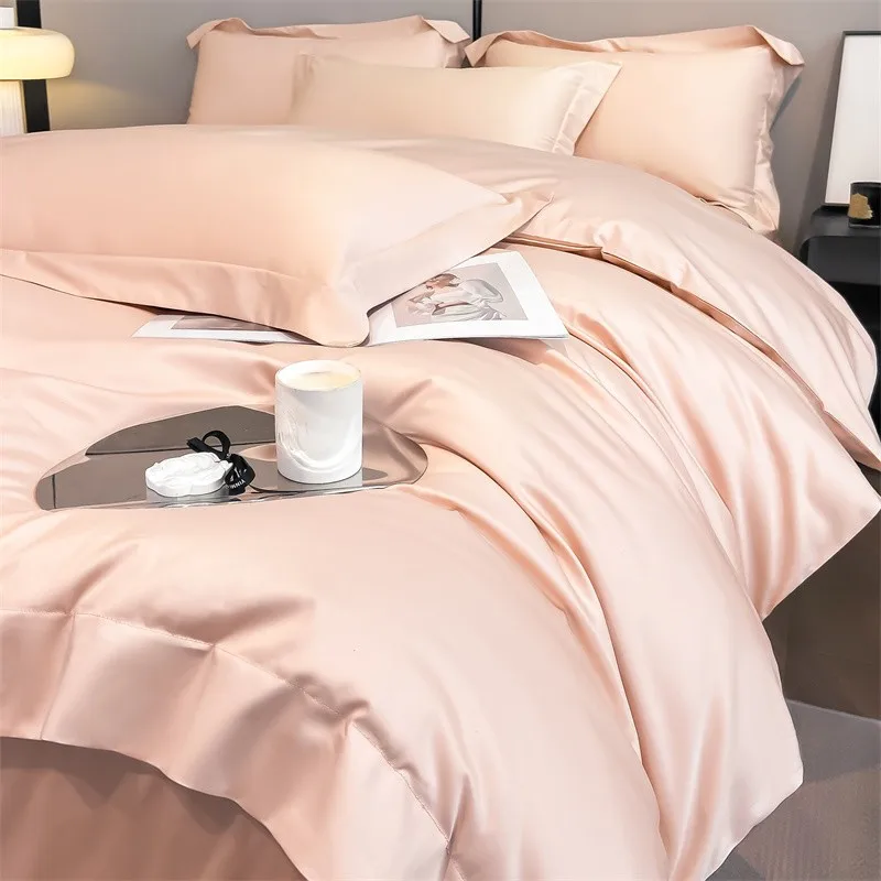 Premium Quality Duvet Cover Set 1000TC Egyptian Cotton Solid Plain Double Twin 4pcs Bedding set 1Flat/Fitted Sheet 2Pillow shams