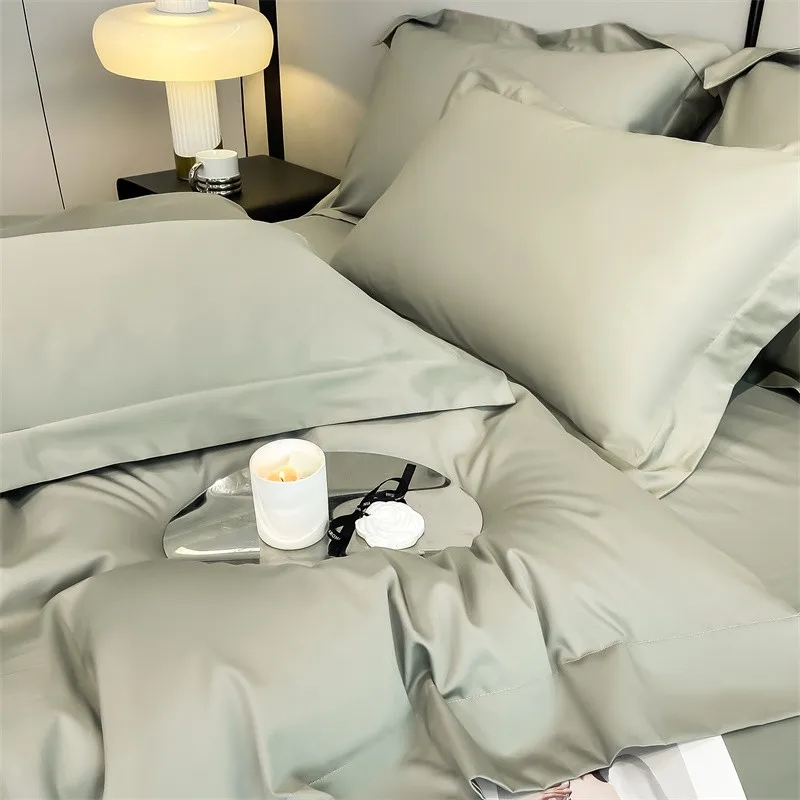 Premium Quality Duvet Cover Set 1000TC Egyptian Cotton Solid Plain Double Twin 4pcs Bedding set 1Flat/Fitted Sheet 2Pillow shams