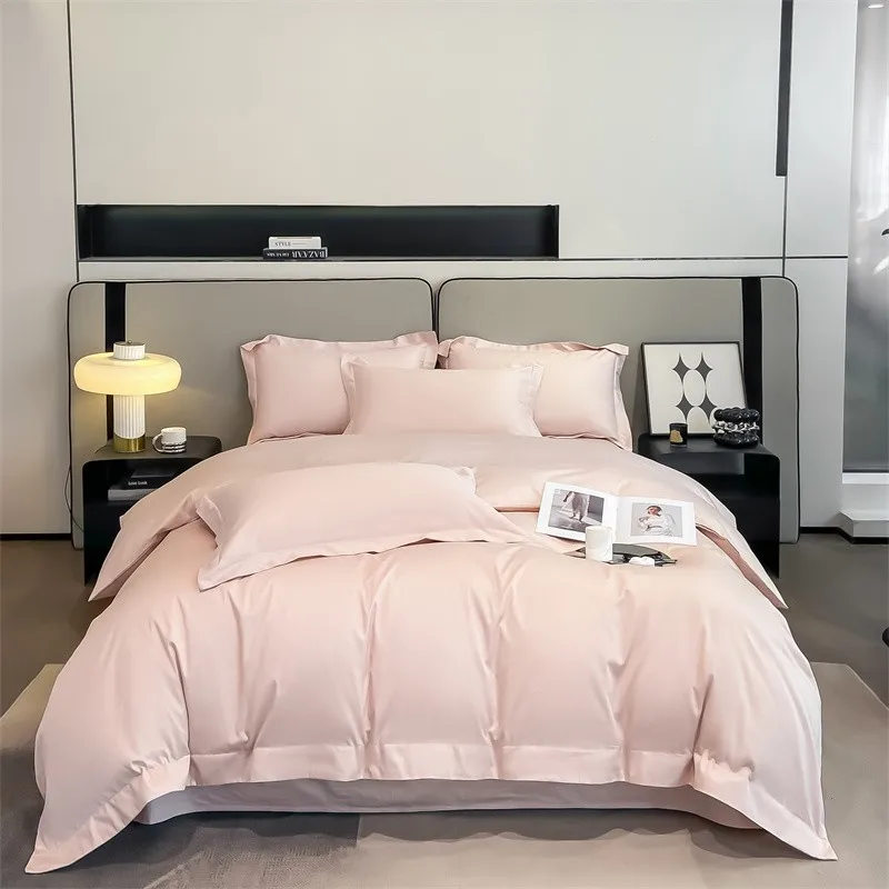 Premium Quality Duvet Cover Set 1000TC Egyptian Cotton Solid Plain Double Twin 4pcs Bedding set 1Flat/Fitted Sheet 2Pillow shams