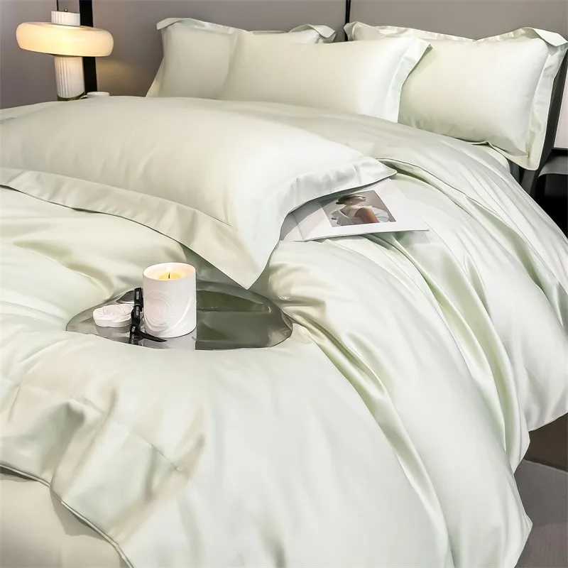 Premium Quality Duvet Cover Set 1000TC Egyptian Cotton Solid Plain Double Twin 4pcs Bedding set 1Flat/Fitted Sheet 2Pillow shams