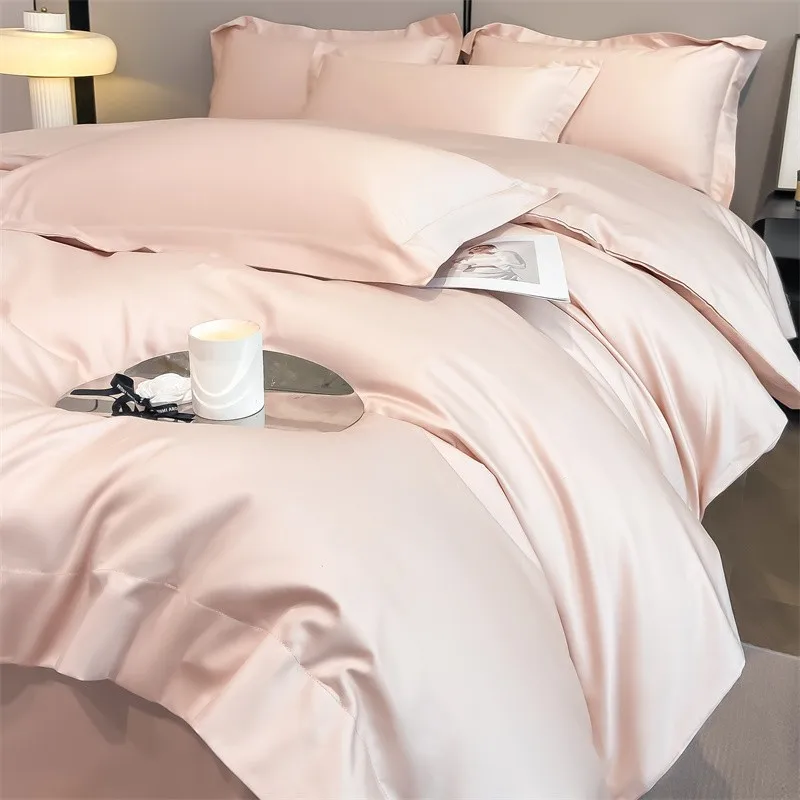 Premium Quality Duvet Cover Set 1000TC Egyptian Cotton Solid Plain Double Twin 4pcs Bedding set 1Flat/Fitted Sheet 2Pillow shams