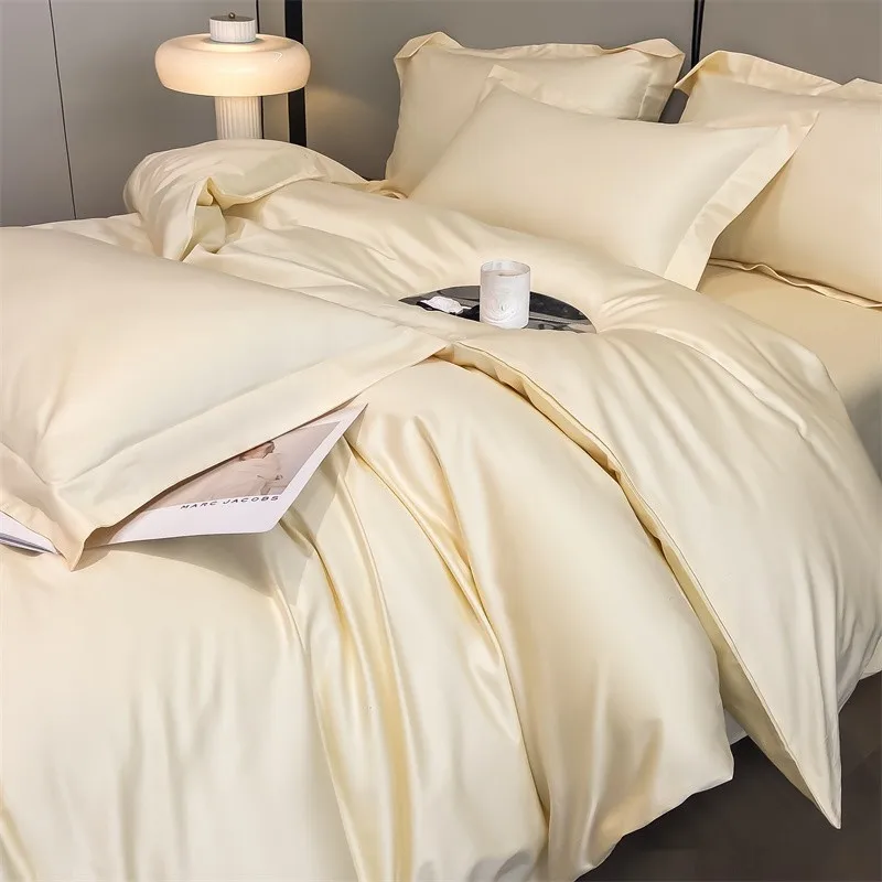 Premium Quality Duvet Cover Set 1000TC Egyptian Cotton Solid Plain Double Twin 4pcs Bedding set 1Flat/Fitted Sheet 2Pillow shams