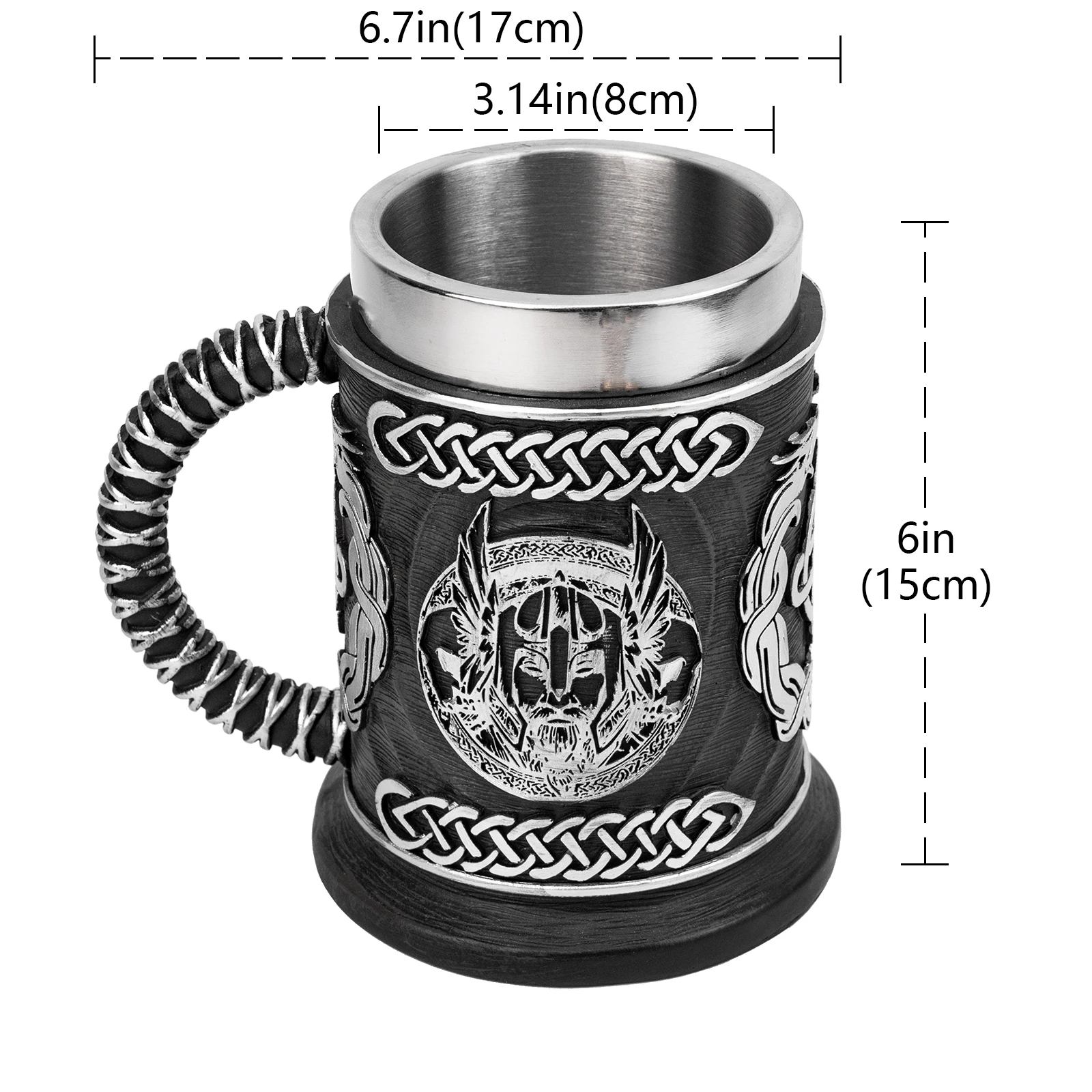 Norse Mythology Odin Thor Mug Tankard 304 Stainless Steel Resin 3D Retro Beer Stein Birthday God of War Lover Gift 600ml 20 oz