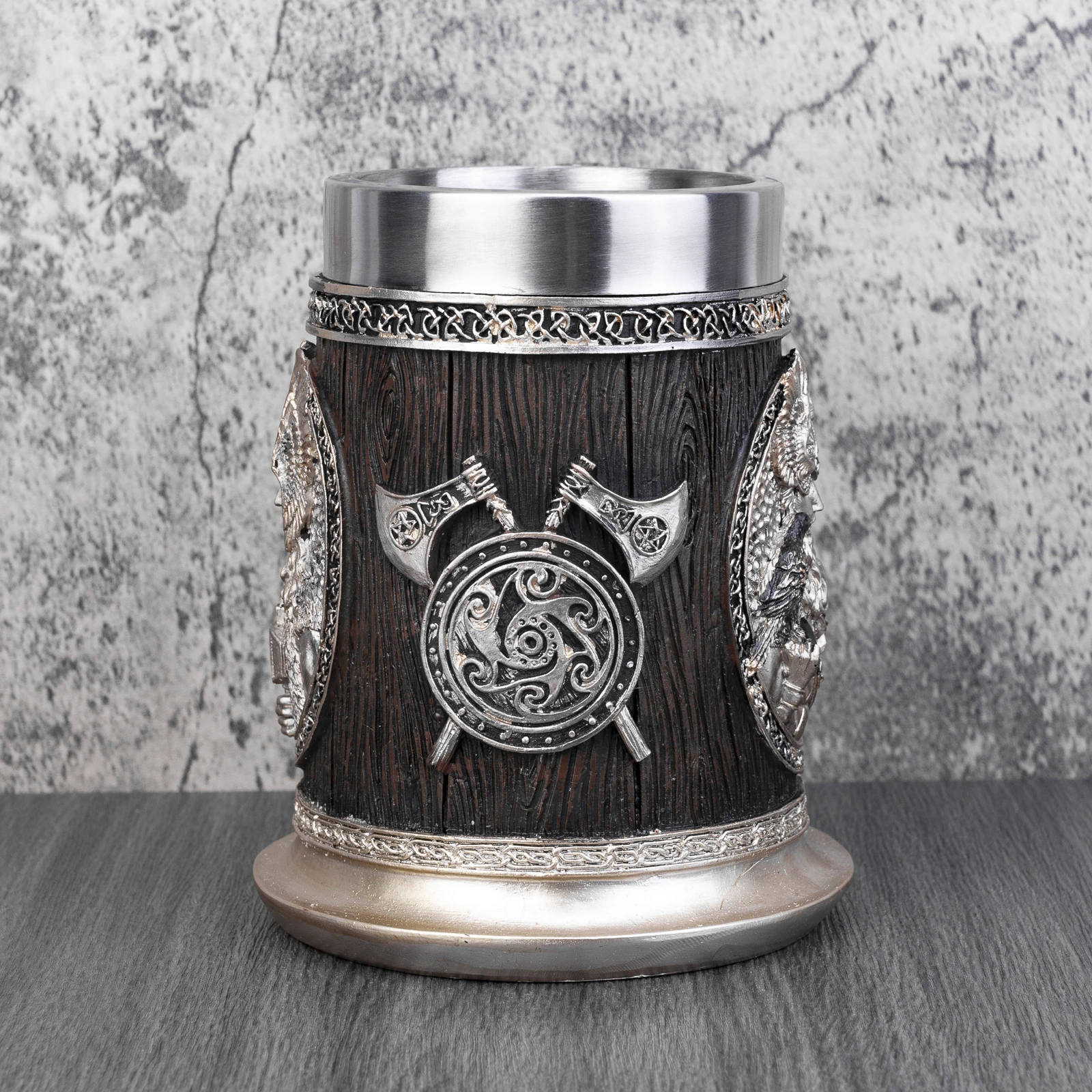 Norse Mythology Odin Thor Mug Tankard 304 Stainless Steel Resin 3D Retro Beer Stein Birthday God of War Lover Gift 600ml 20 oz
