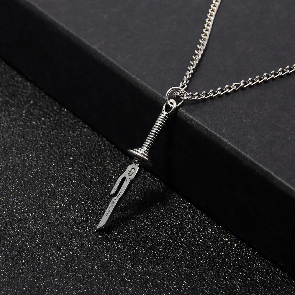 Anime Jujutsu Kaisen Fushiguro Toji Cosplay Necklace Unisex Sword Spear of Tianri Knife Pendant Choker Jewelry Accessories Gifts