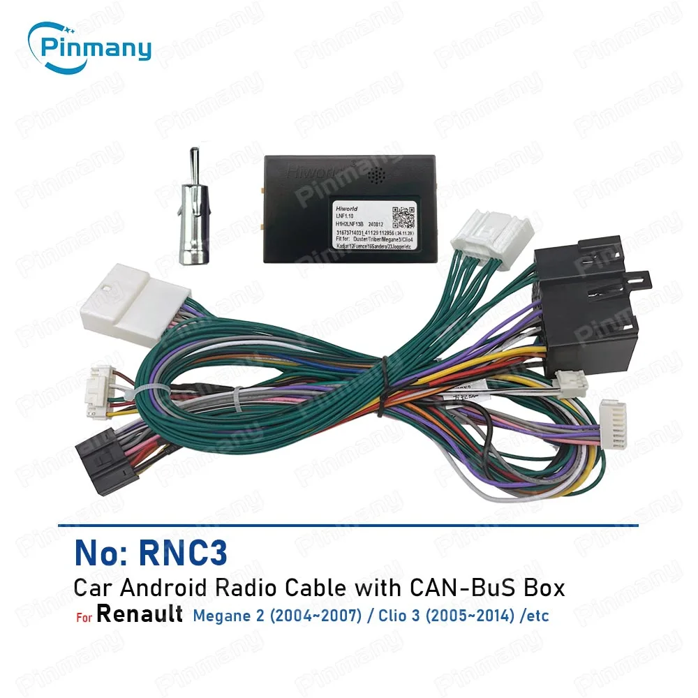 For Renault Clio 3 Megane 2 Install Aftermarket Car Stereo Radio Cable Power Wire Harness Socket Adapter CAN Bus Decoder RNC3