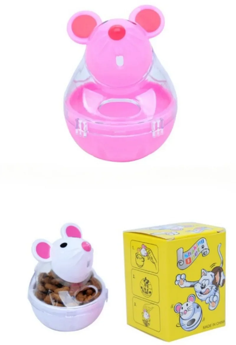 Cat Toy Mouse Tumbler Leak Food Feeder Pet Puzzle Cartoon Cat Toy Leakage Ball Kitten Interactive Toys Slow Feeding Pet Supplies
